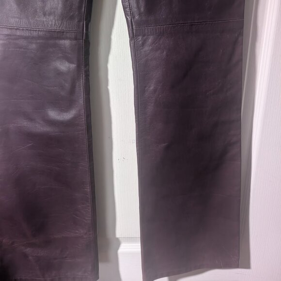 Rudsak | Women’s Bootcut Leather Pants In Eggplant With Faded Finish - Picture 10 of 15